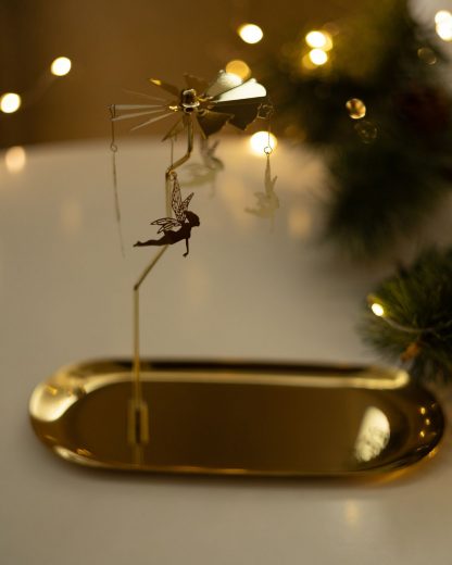 Підсвічник-карусель золотий з фігурками фей, коней, сніжинок - Зображення 16