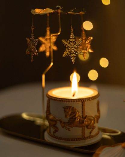 Підсвічник-карусель золотий з фігурками фей, коней, сніжинок - Зображення 13
